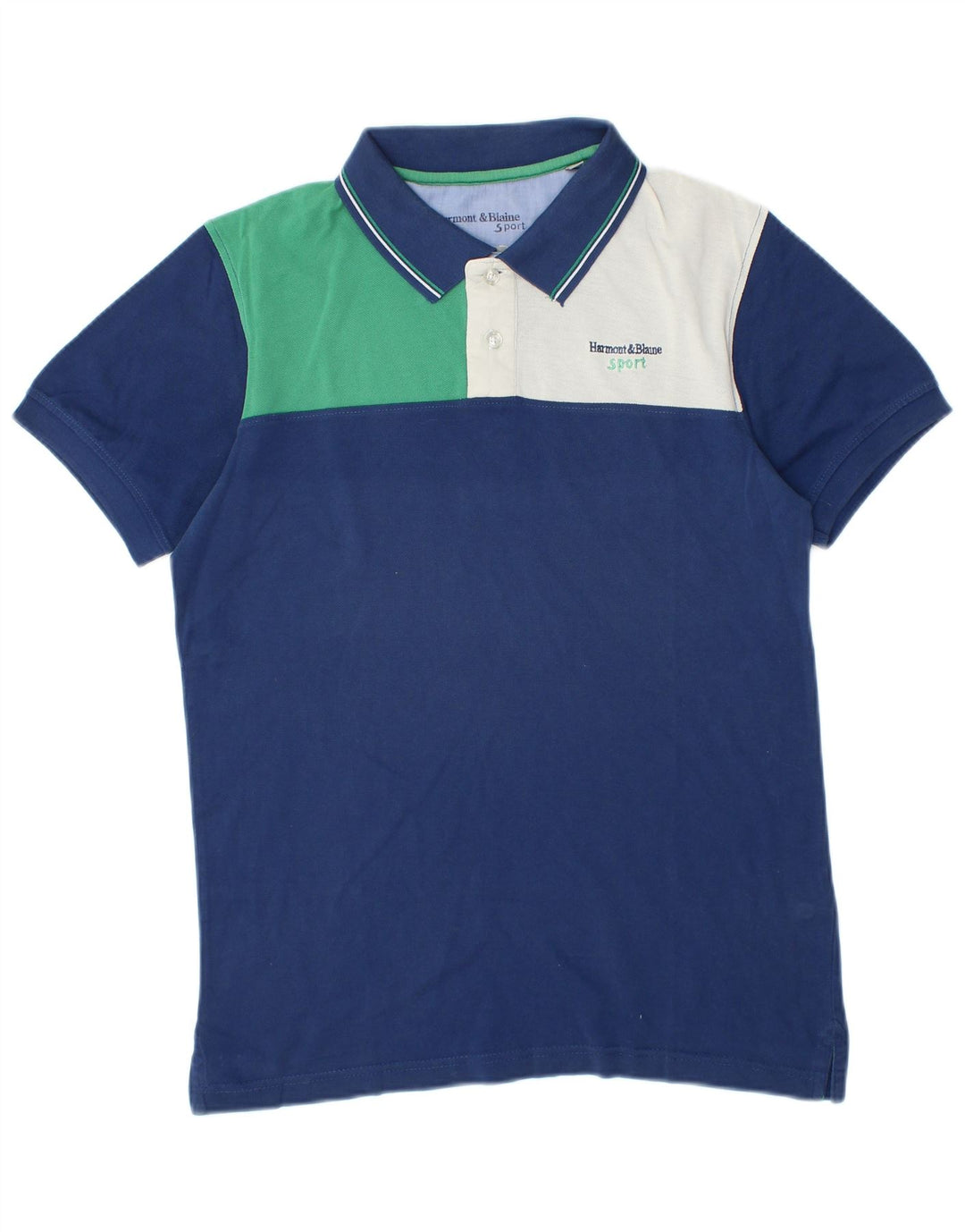 HARMONT & BLAINE Herren-Poloshirt mit schmaler Passform, kleine blaue Colourblock-Baumwolle