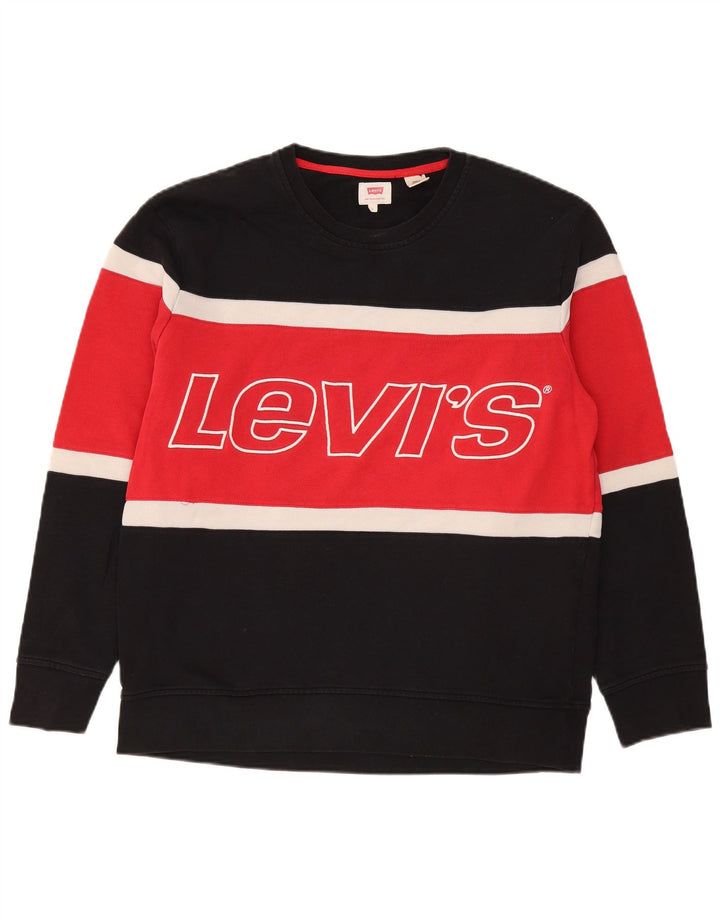 Levi's Herren-Sweatshirt mit Grafik, groß, schwarze Farbblock-Baumwolle