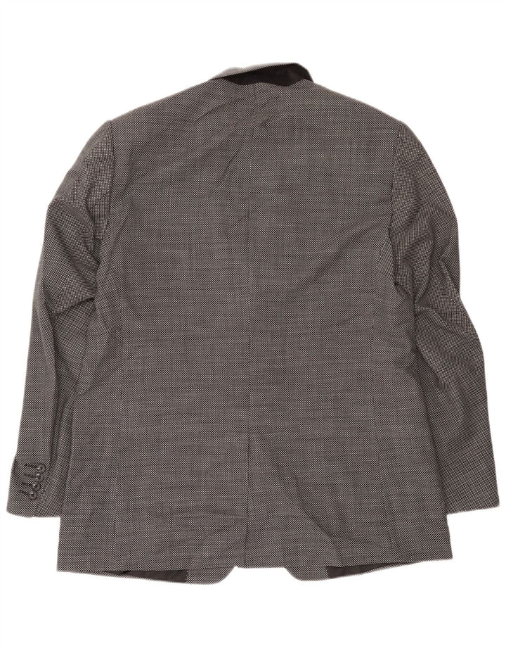 Marks & Spencer Herren-Blazer mit 2 Knöpfen, UK 44, XL, schwarz karierte Wolle