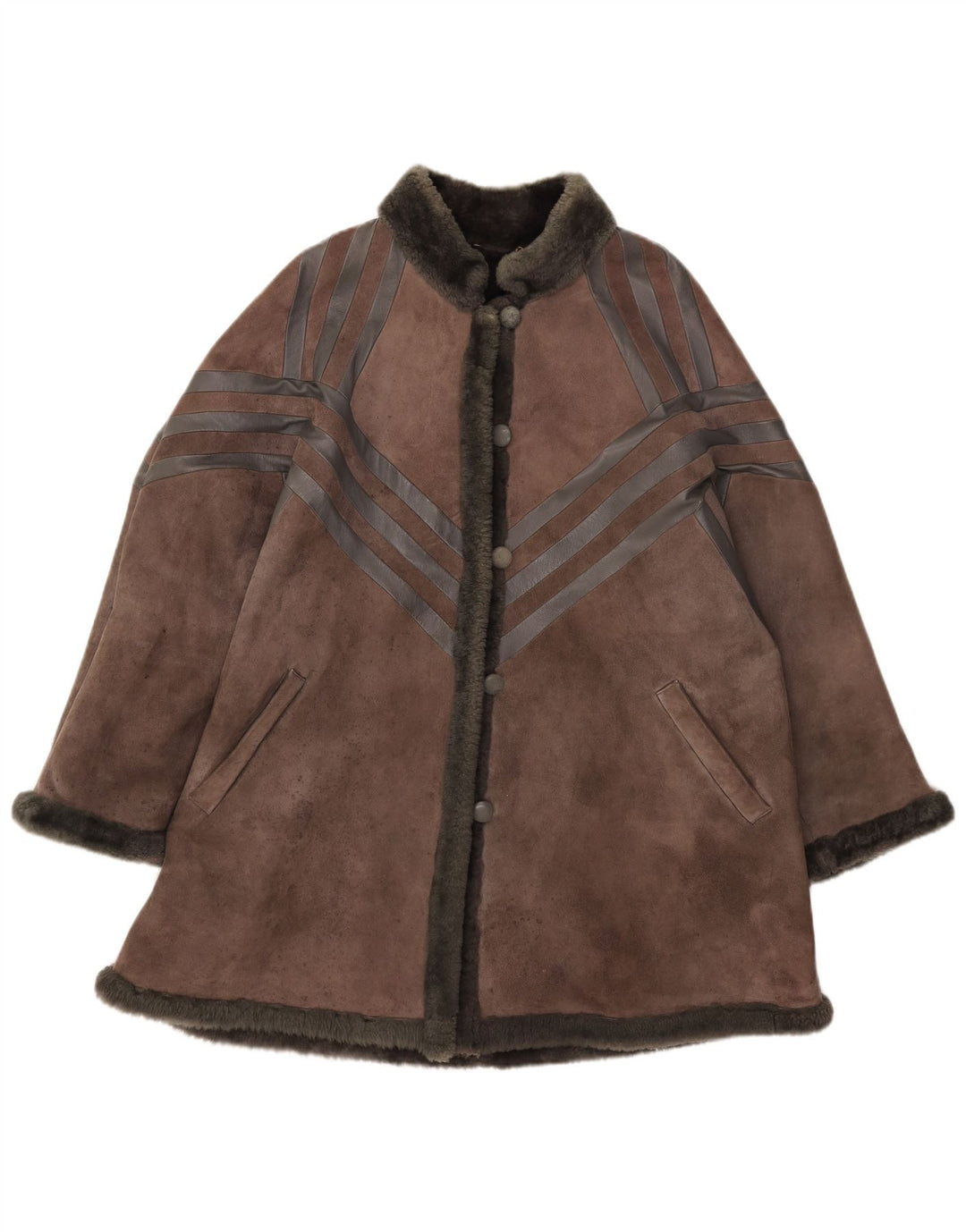 Vintage Damen Lammfellmantel UK 14 Mittelgrau