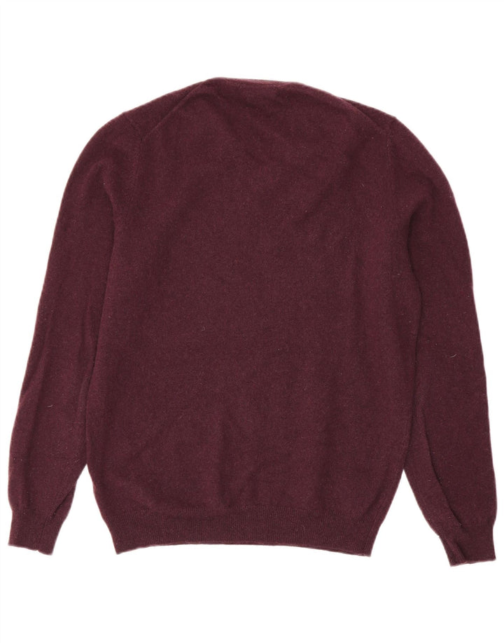 Massimo Dutti Herren-Pullover mit V-Ausschnitt, mittleres Burgunderrot