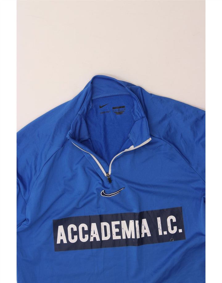 NIKE Mens Dri Fit Graphic Pullover Tracksuit Top Large Blue Colourblock Vintage Nike and Second-Hand Nike from Messina Hembry 