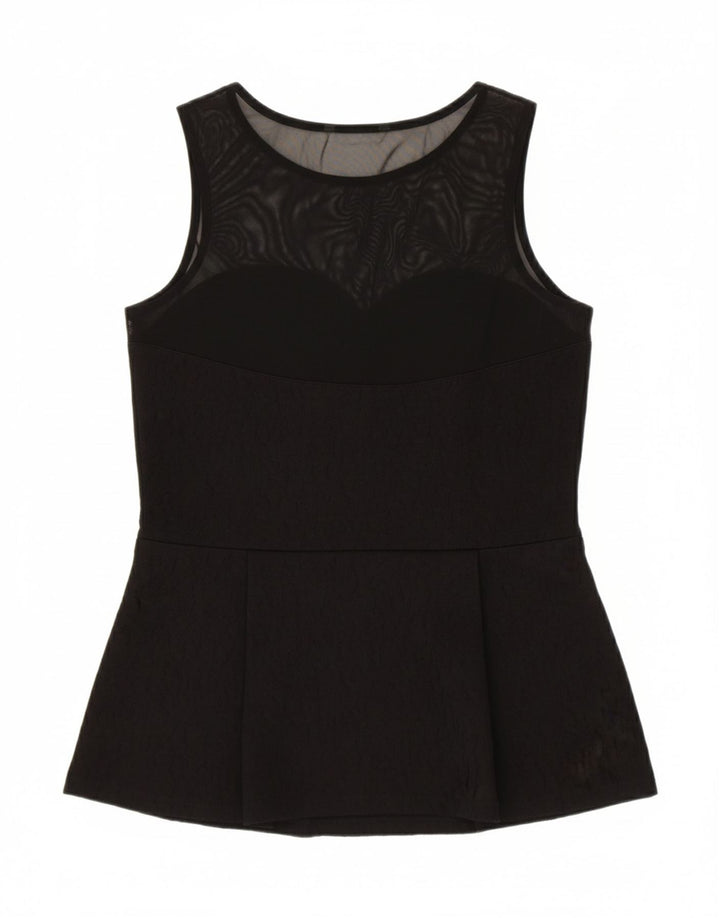 GUESS Womens Sleeveless Blouse Top UK 12 Medium Black Polyester