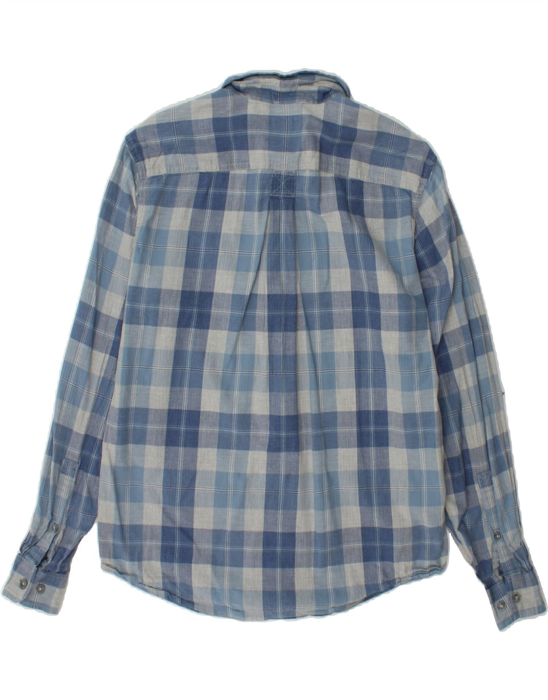 EDDIE BAUER Mens Classic Fit Shirt Medium Blue Check Cotton Vintage Eddie Bauer and Second-Hand Eddie Bauer from Messina Hembry 