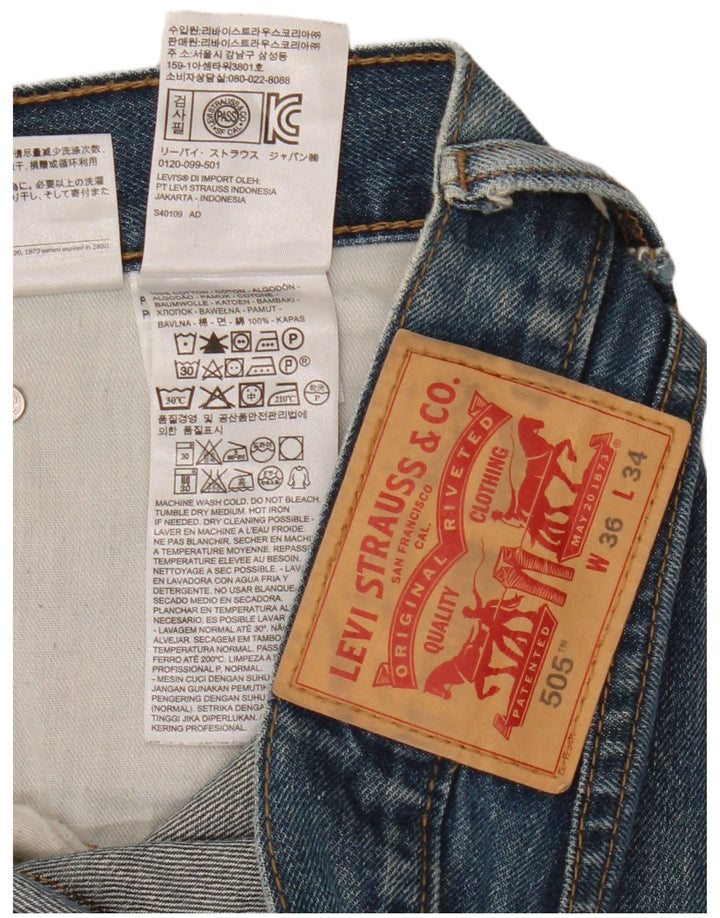 Levi's Herren 505 Straight Jeans W36 L34 Blaue Baumwolle