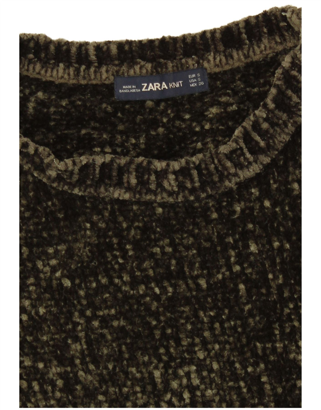 Übergroßer Damen-Pullover mit U-Boot-Ausschnitt von Zara, Gr. 10, Größe S, Khaki, Polyester
