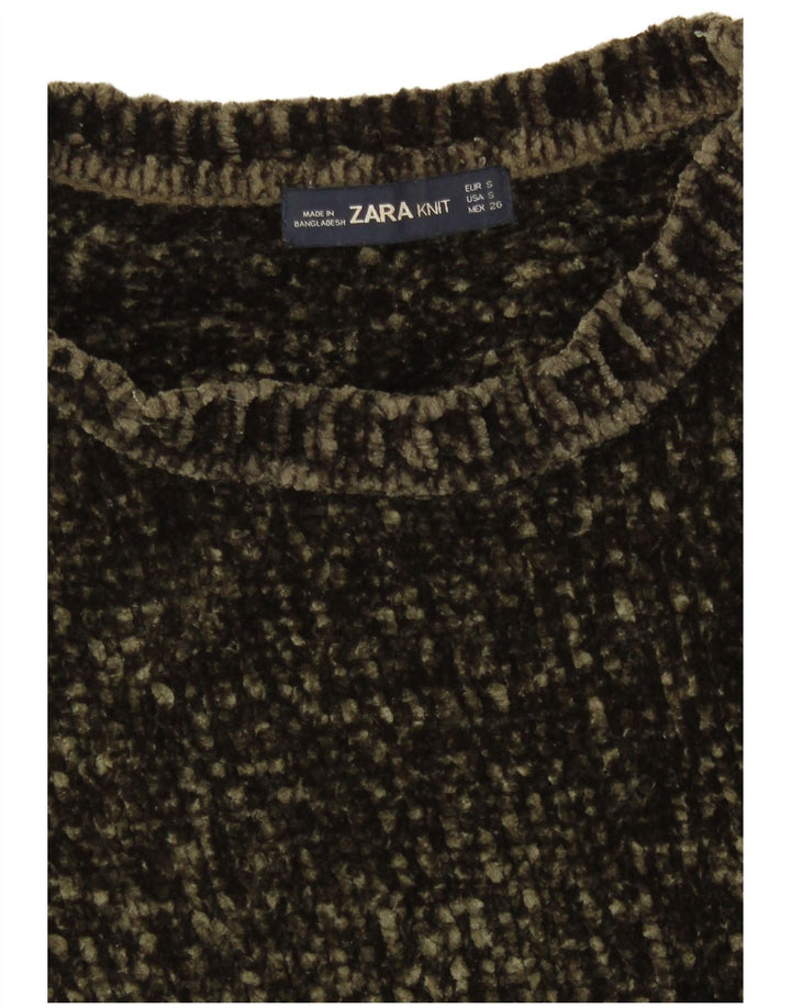Übergroßer Damen-Pullover mit U-Boot-Ausschnitt von Zara, Gr. 10, Größe S, Khaki, Polyester