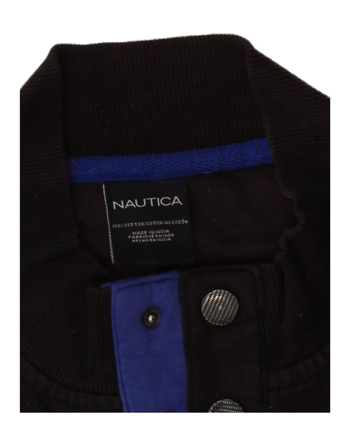 NAUTICA Mens Button Neck Sweatshirt Jumper Medium Black Cotton Vintage Nautica and Second-Hand Nautica from Messina Hembry 