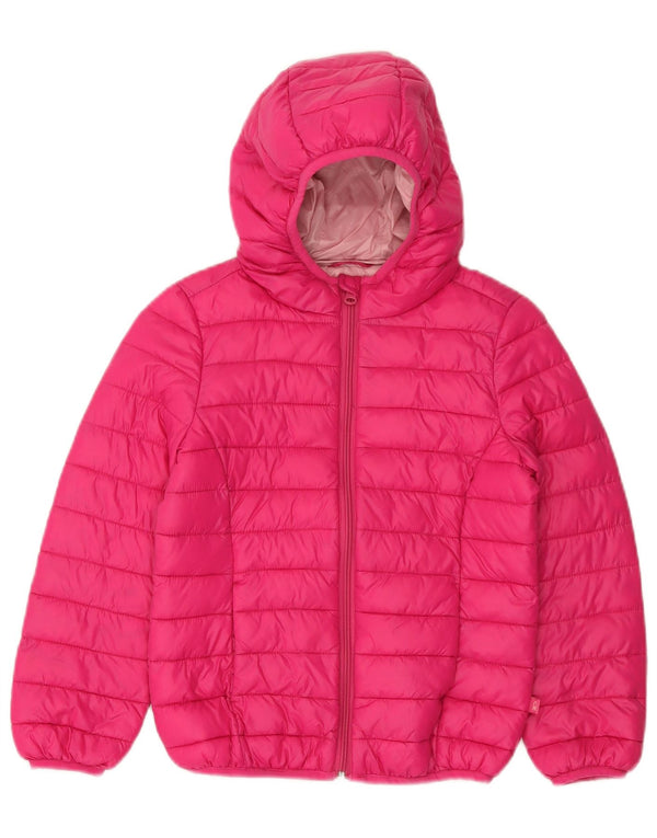 Benetton Wattierte Mädchenjacke mit Kapuze, 7–8 Jahre, mittelrosa, Polyamid