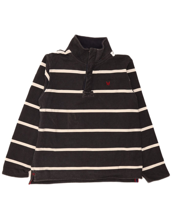 Crew Clothing Herren-Sweatshirt mit Reißverschluss am Hals, groß, schwarz gestreift, Baumwolle
