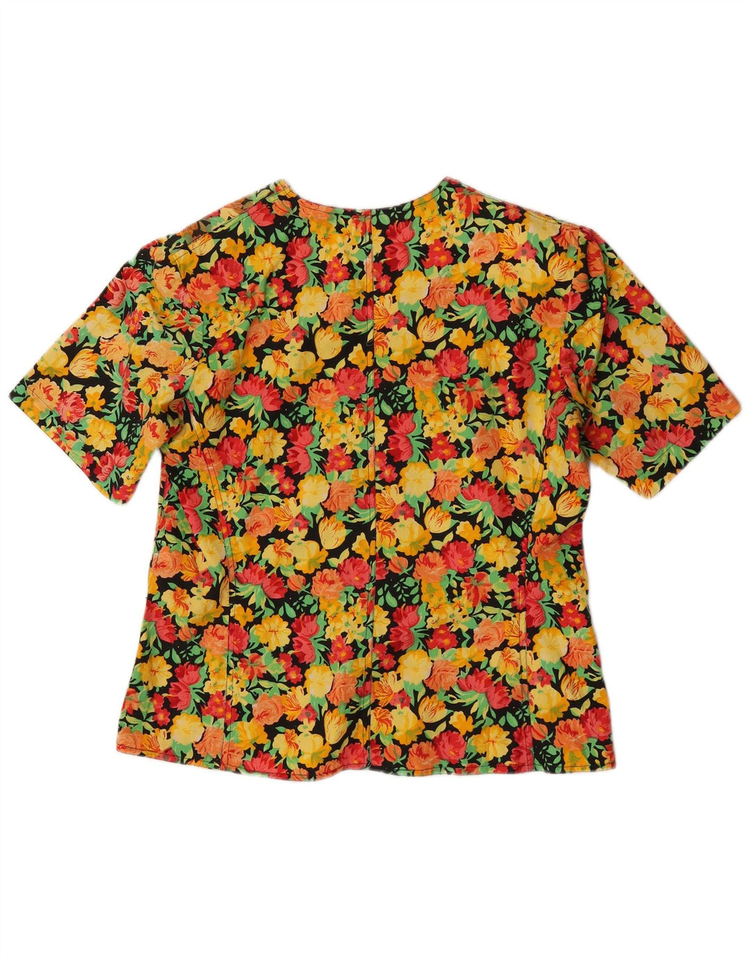 VINTAGE Damen 3-Knopf-Blazerjacke IT 46 Großes mehrfarbiges Blumenmuster