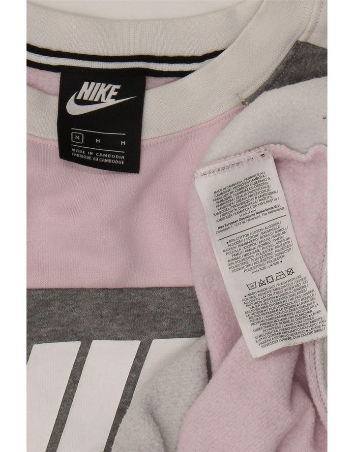 Nike Womens Graphic Sweatshirt Pullover UK 14 Mittelrosa Farbblock
