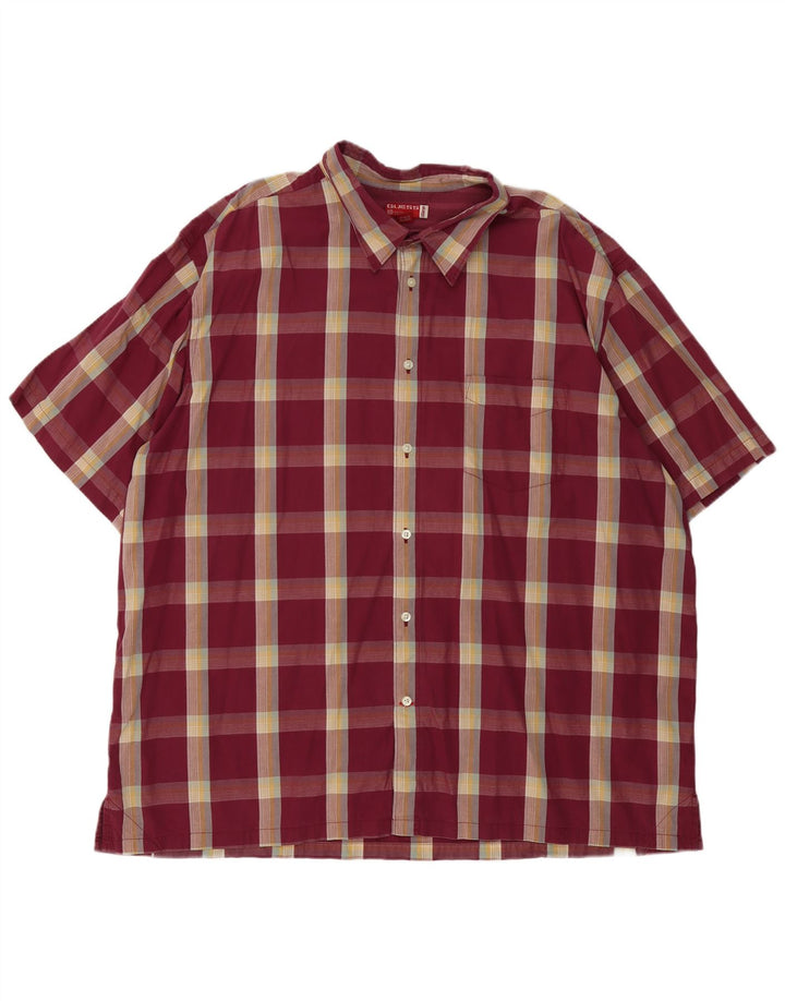 Guess Herren Kurzarmhemd 2XL Burgunderrot kariert