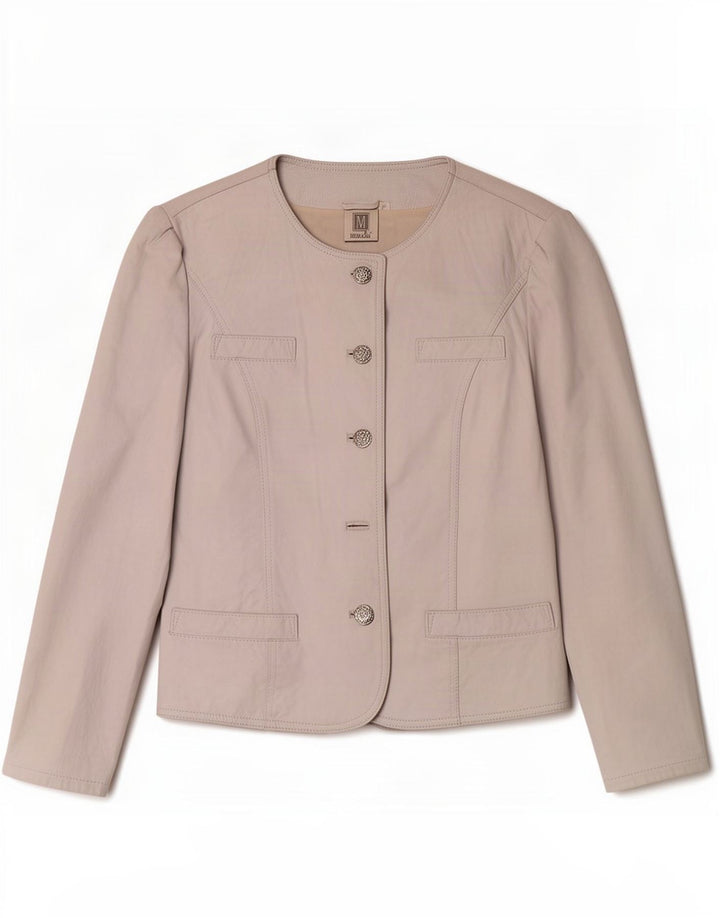 Madeleine Damen 4-Knopf-Lederblazer IT 42 Mittelweiß