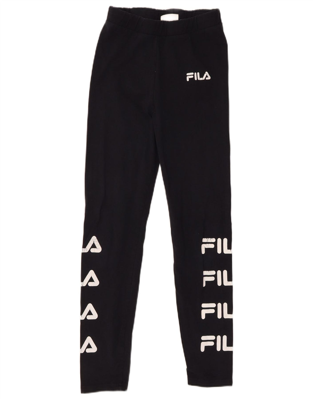 FILA Damen Grafik-Leggings UK 10 Small Schwarz Baumwolle