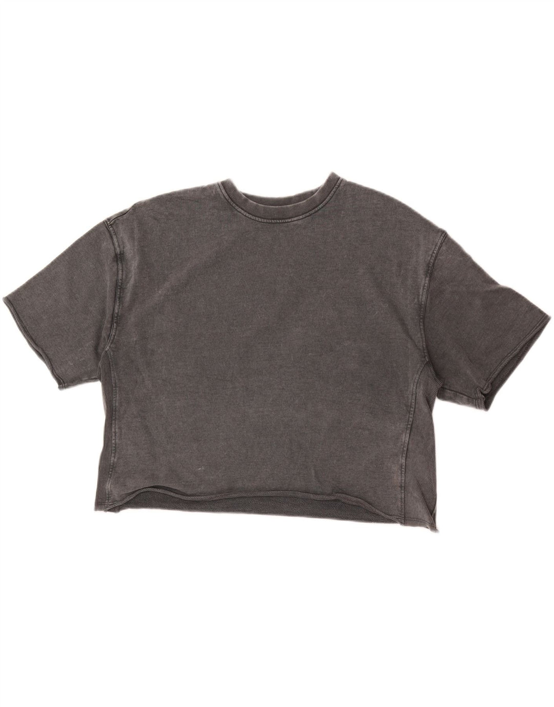 Zara Damen Crop T-Shirt Top UK 14 Mittelgraue Baumwolle