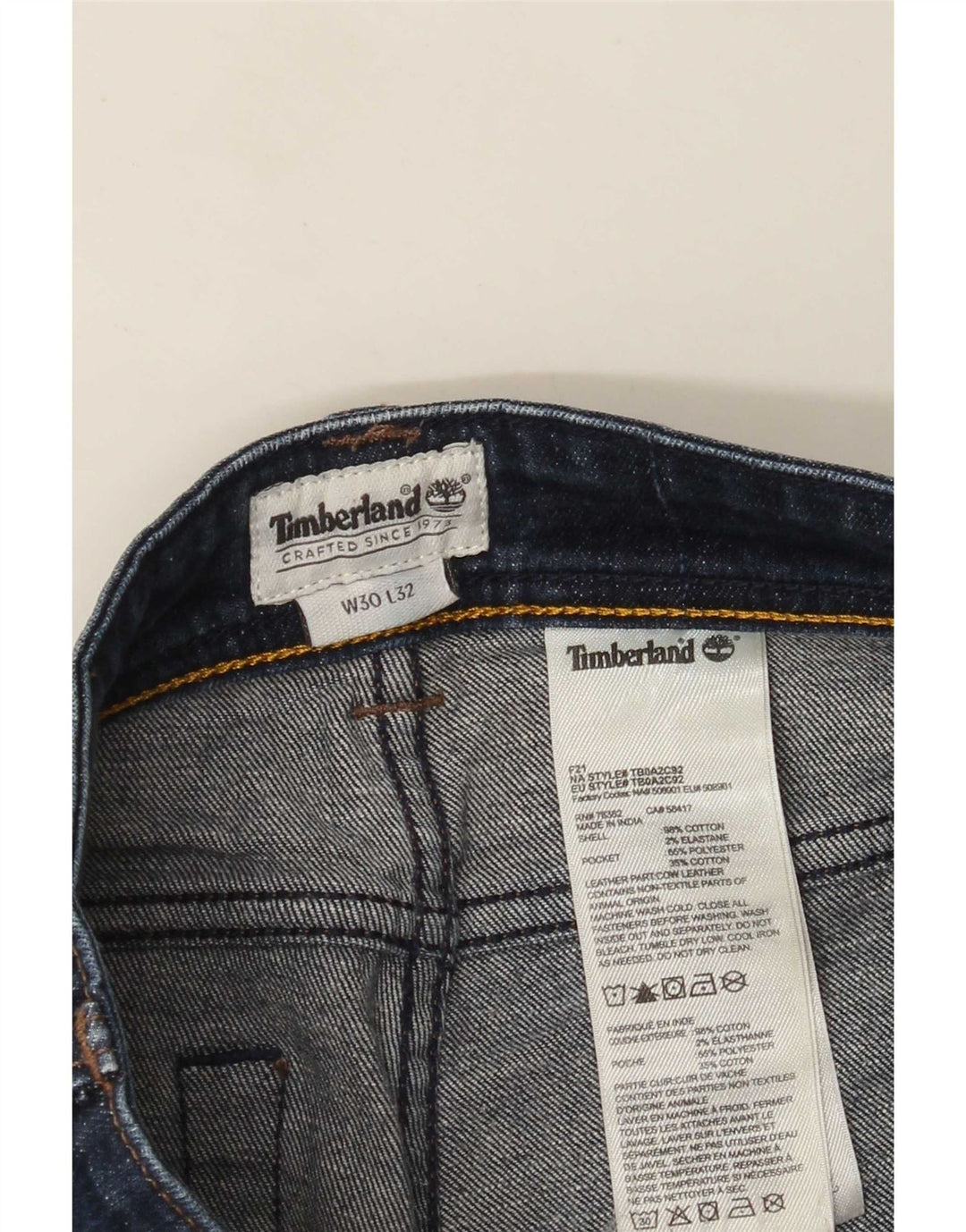 Timberland Damen Slim Jeans W30 L32 Marineblau Baumwolle