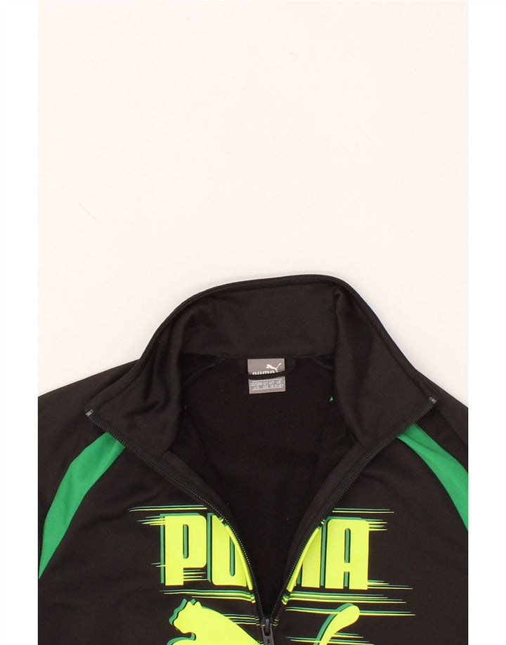 PUMA Boys Graphic Tracksuit Top Jacket 11-12 Years Large Black Polyester Vintage Puma and Second-Hand Puma from Messina Hembry 