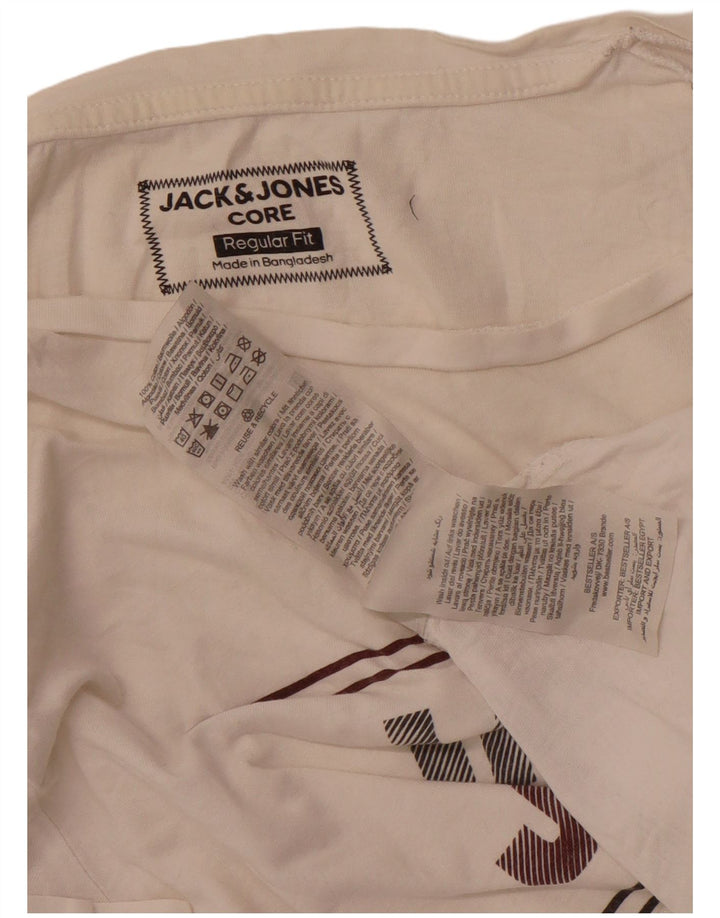 Jack & Jones Herren-T-Shirt mit normaler Passform, mittelgroß, cremefarbene Baumwolle