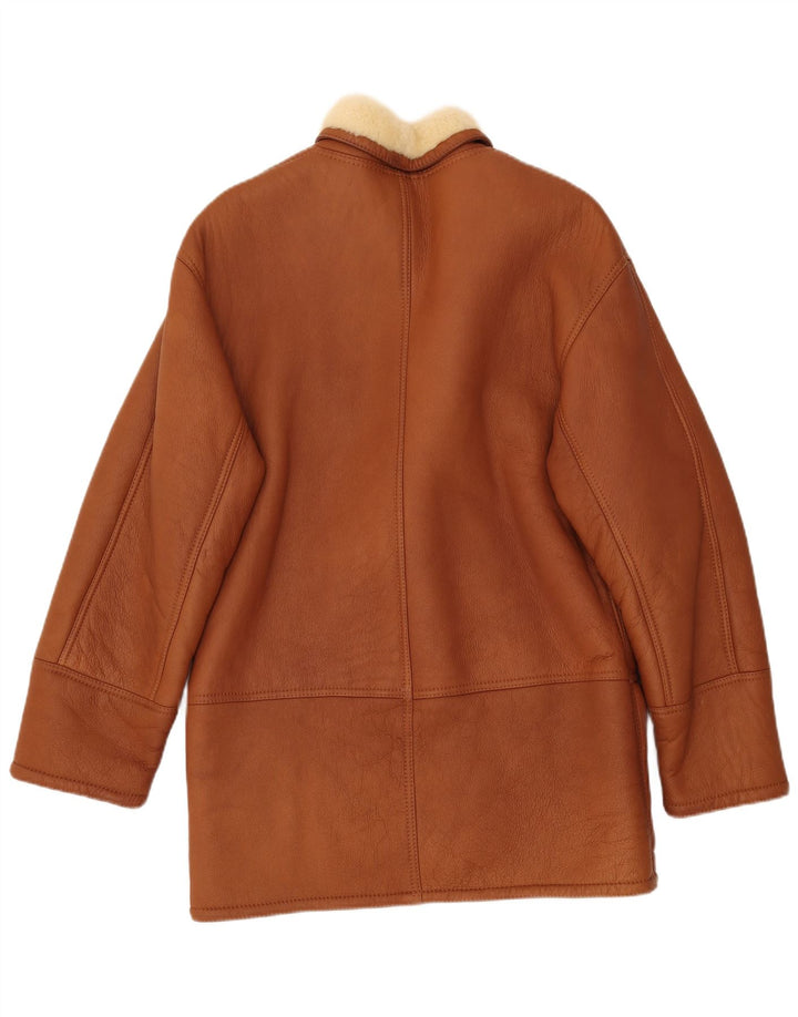 VINTAGE Herren Shearling Jacke IT 52 XL Braunes Shearling