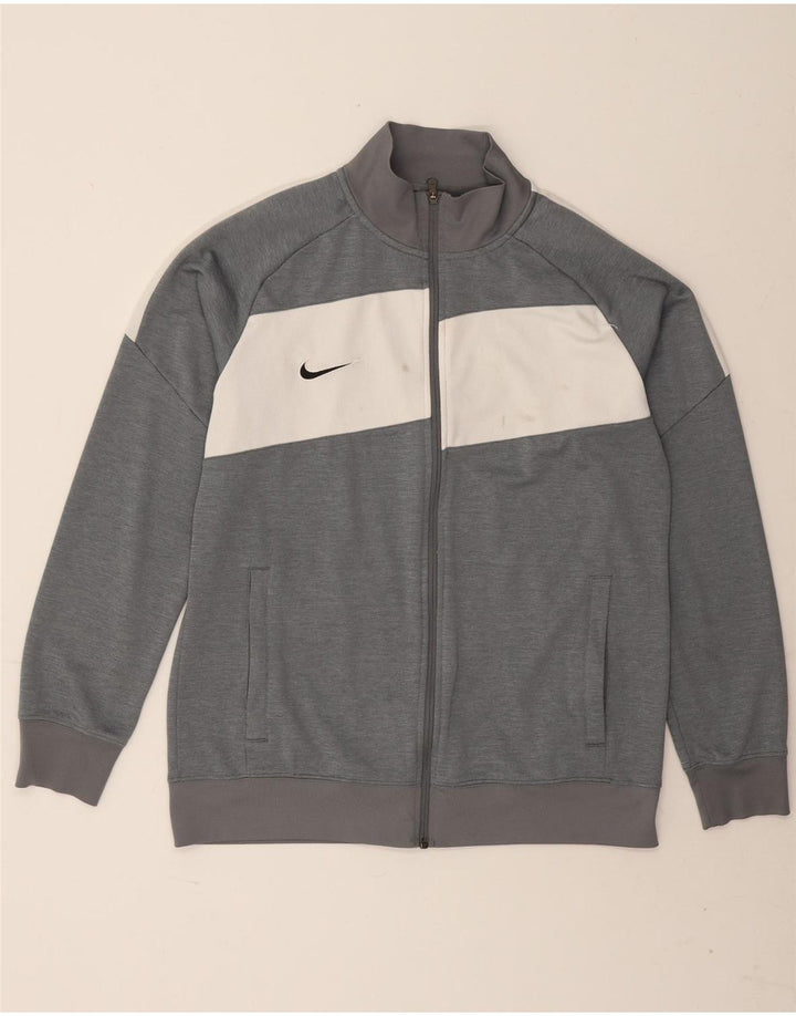 Nike Herren-Dri-Fit-Trainingsanzug-Top-Jacke, großes graues Farbblock-Polyester