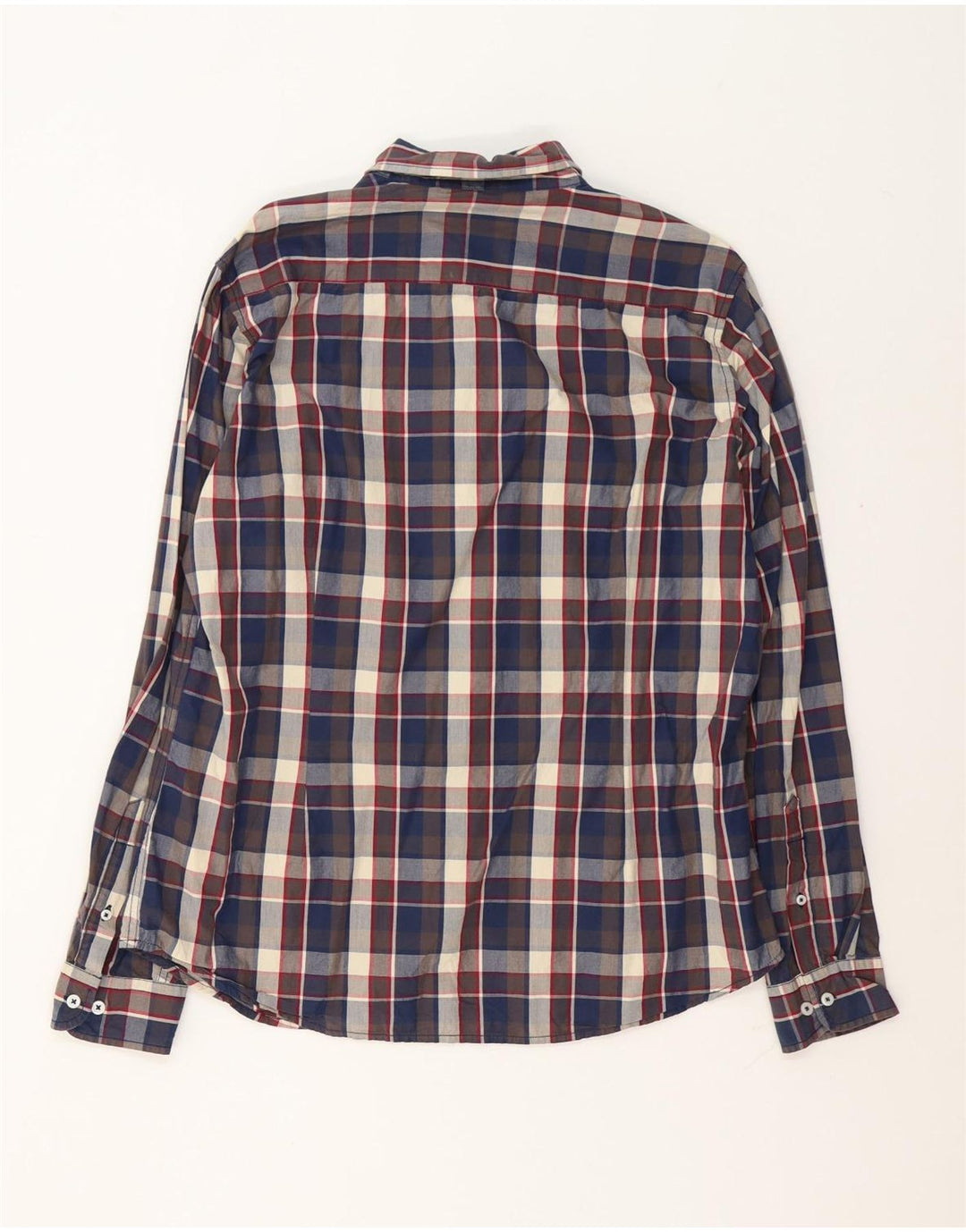 Benetton Herrenhemd XL, mehrfarbig, kariert, Baumwolle