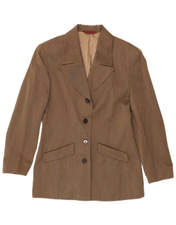 Sisley Damen-Blazerjacke mit 4 Knöpfen, Gr. 10, Größe S, braune Viskose