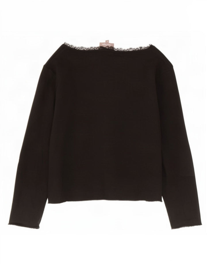 Phase Eight Damen 3/4-Ärmel Crop Top UK 12 Mittelschwarze Viskose