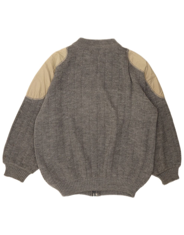 VINTAGE Damen-Cardigan-Pullover UK 18 XL Grauer Farbblock