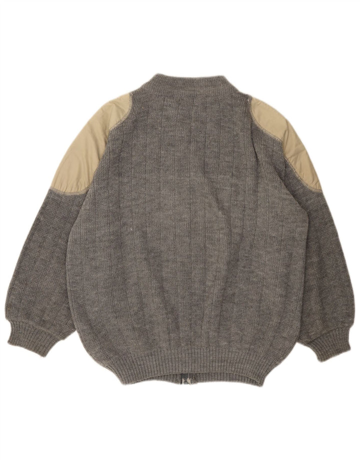 VINTAGE Damen-Cardigan-Pullover UK 18 XL Grauer Farbblock