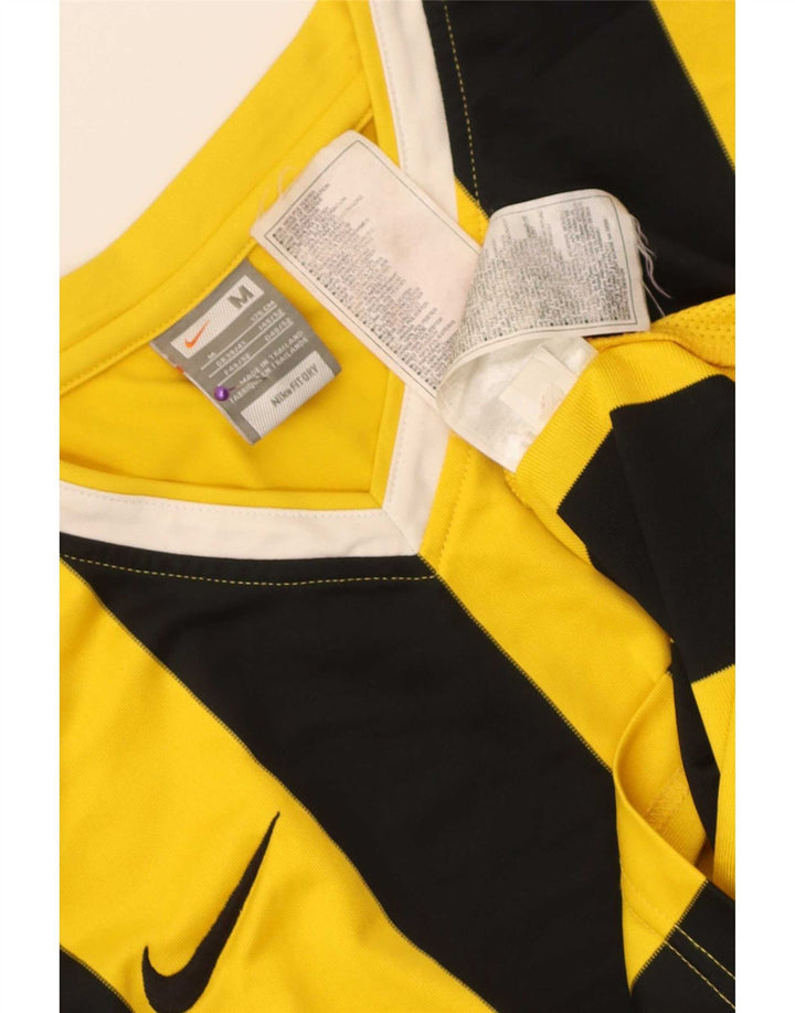 Nike Herren Top Langarm UK 39/41 Mittelgelb gestreift Polyester