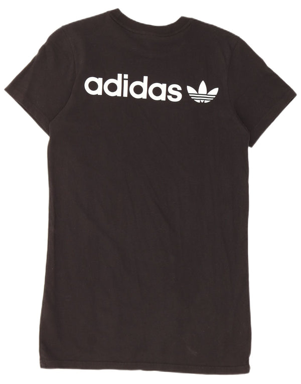 Adidas Damen Grafik T-Shirt Kleid UK 4/6 XS Schwarz Baumwolle