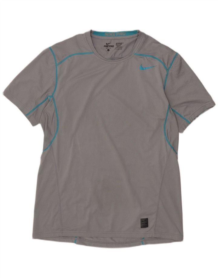 NIKE Herren Dri Fit T-Shirt Top, groß, grau kariert, Polyester