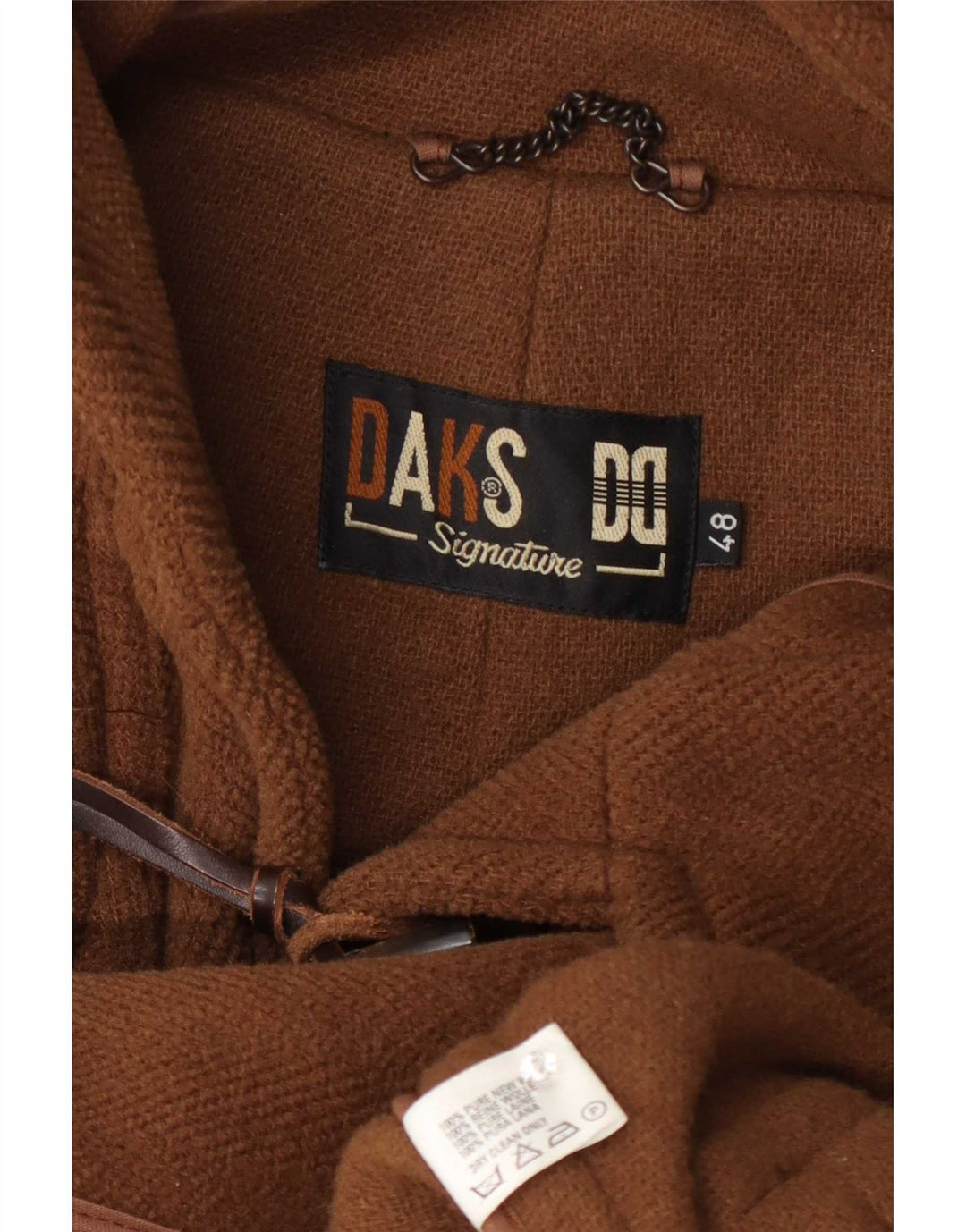 DAKS Herren-Dufflecoat mit Kapuze IT 48 Mittelbraune Wolle