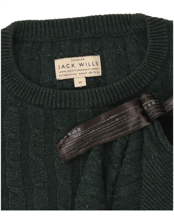 Jack Wills Herren-Pullover mit Rundhalsausschnitt, mittelgrüne Wolle