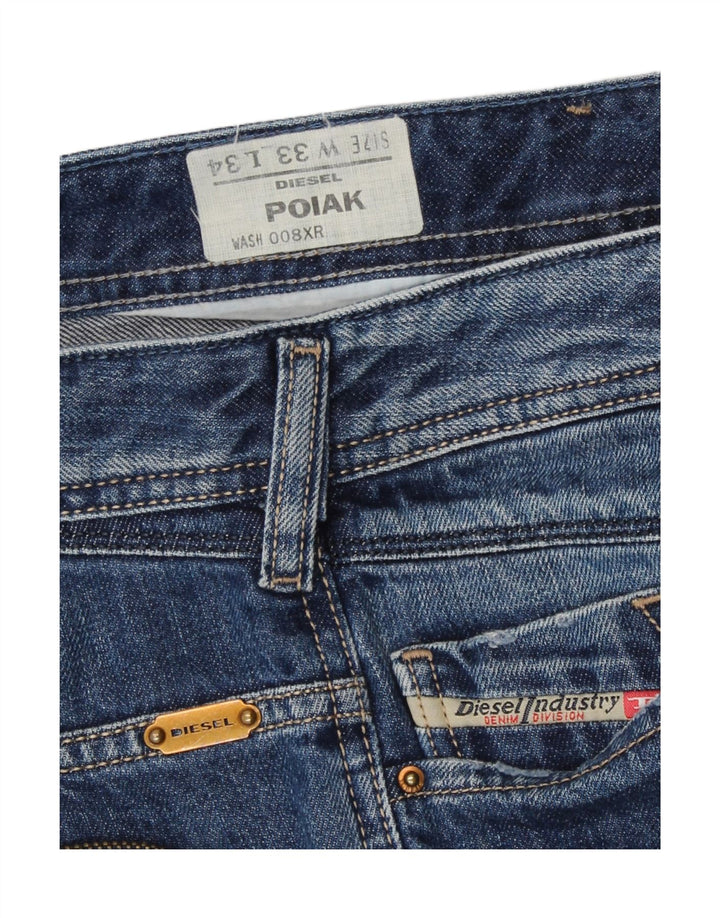 Diesel Herren Poiak Straight Jeans W33 L30 Blaue Baumwolle