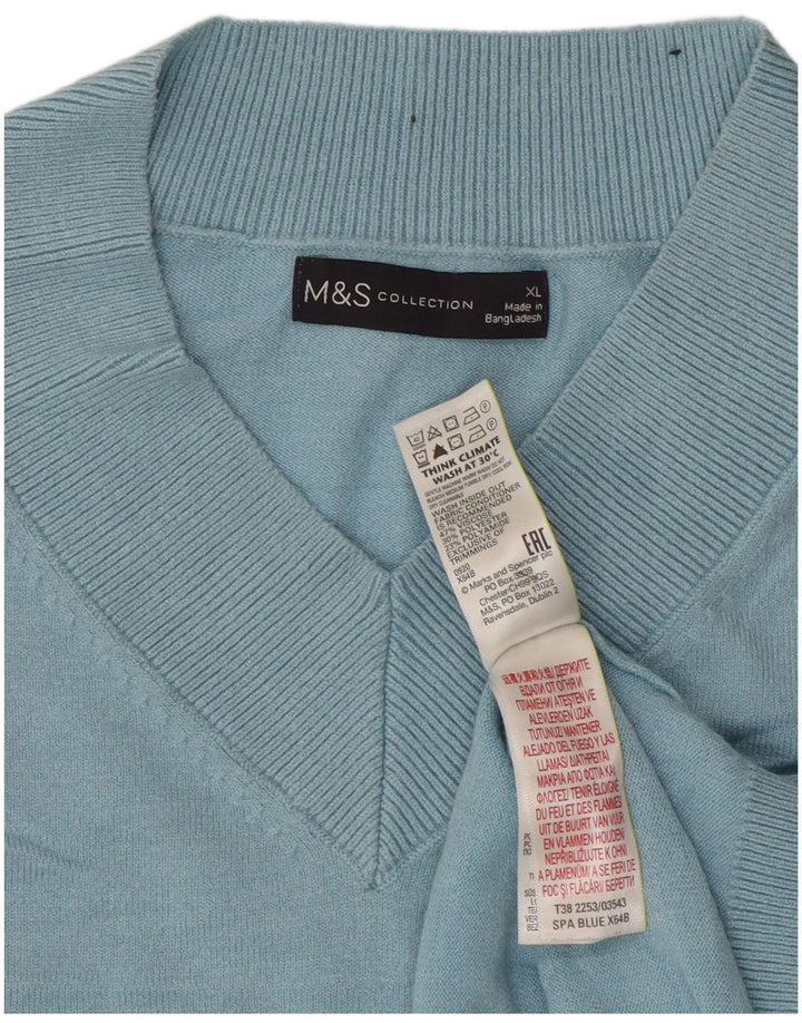 Marks & Spencer Damen-Pullover, übergroß, V-Ausschnitt, Gr. 18, XL, Blau