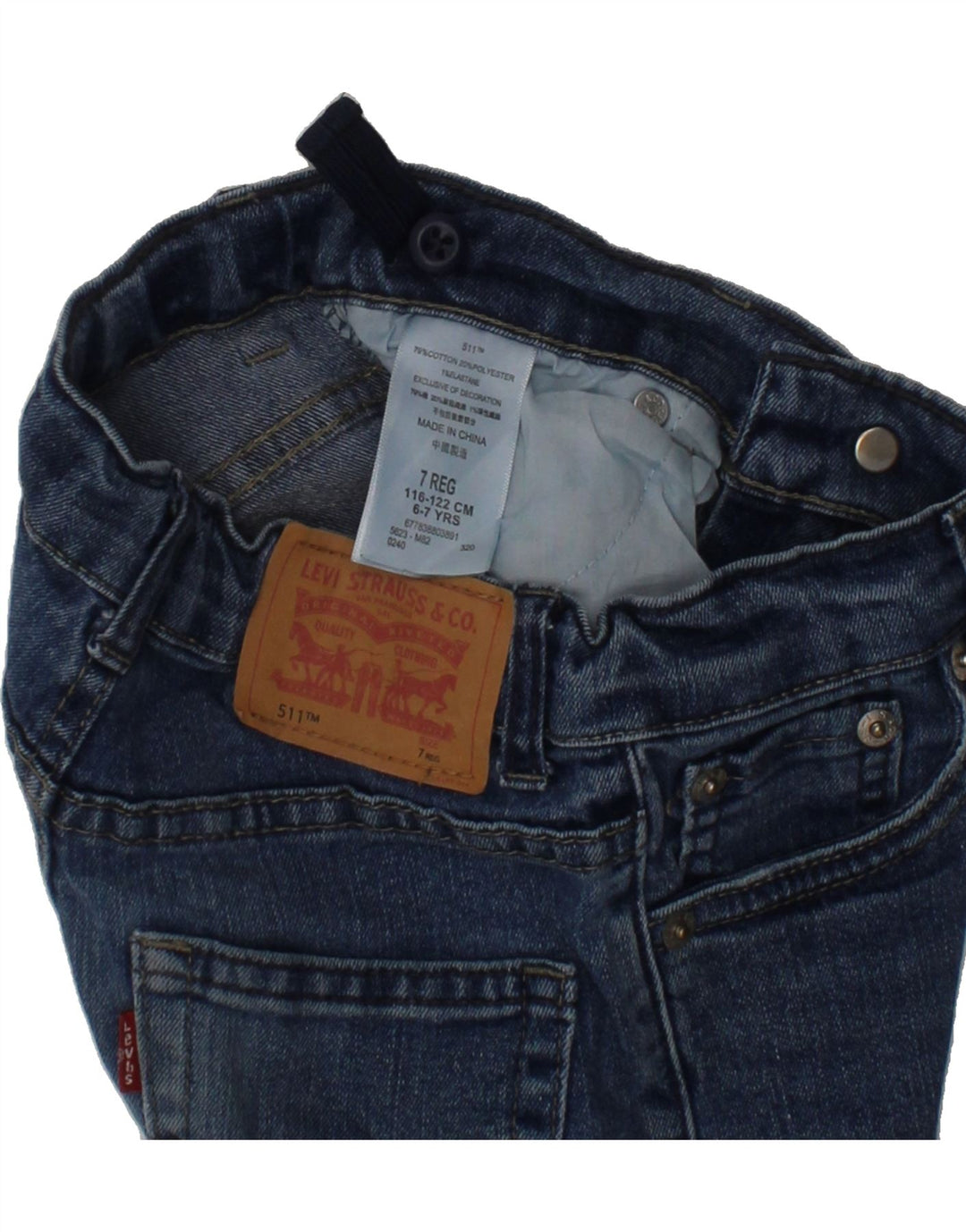 LEVI'S Boys 511 Slim Jeans 6-7 Years W22 L20 Blue Cotton Vintage Levi's and Second-Hand Levi's from Messina Hembry 
