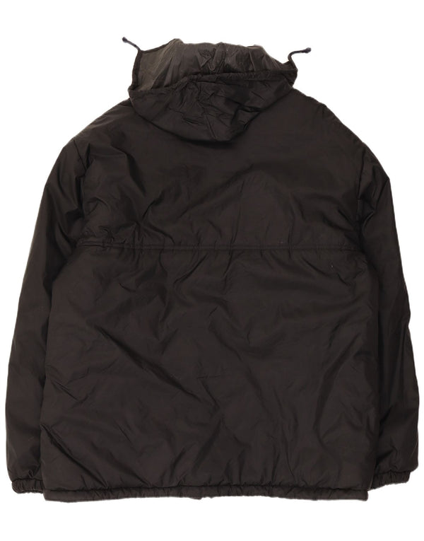 Wattierte Vintage-Herrenjacke mit Kapuze, IT 60 5XL, schwarzes Polyamid