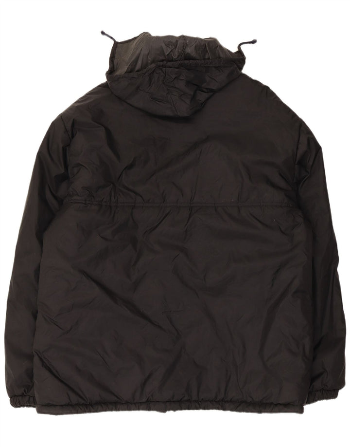 Wattierte Vintage-Herrenjacke mit Kapuze, IT 60 5XL, schwarzes Polyamid