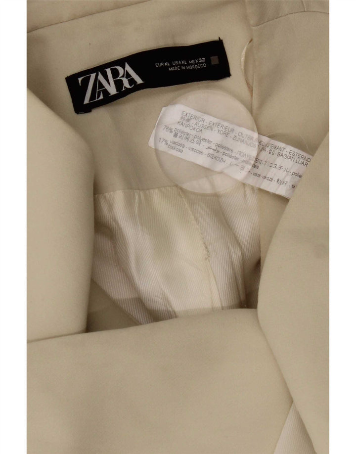 Zara Damen Blazer Jacke UK 18 XL Beige Polyester