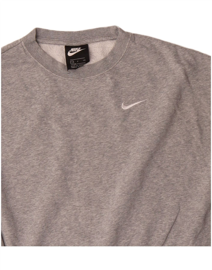 NIKE Womens Oversized Crop Sweatshirt Pullover UK 10 Small Graue Baumwolle