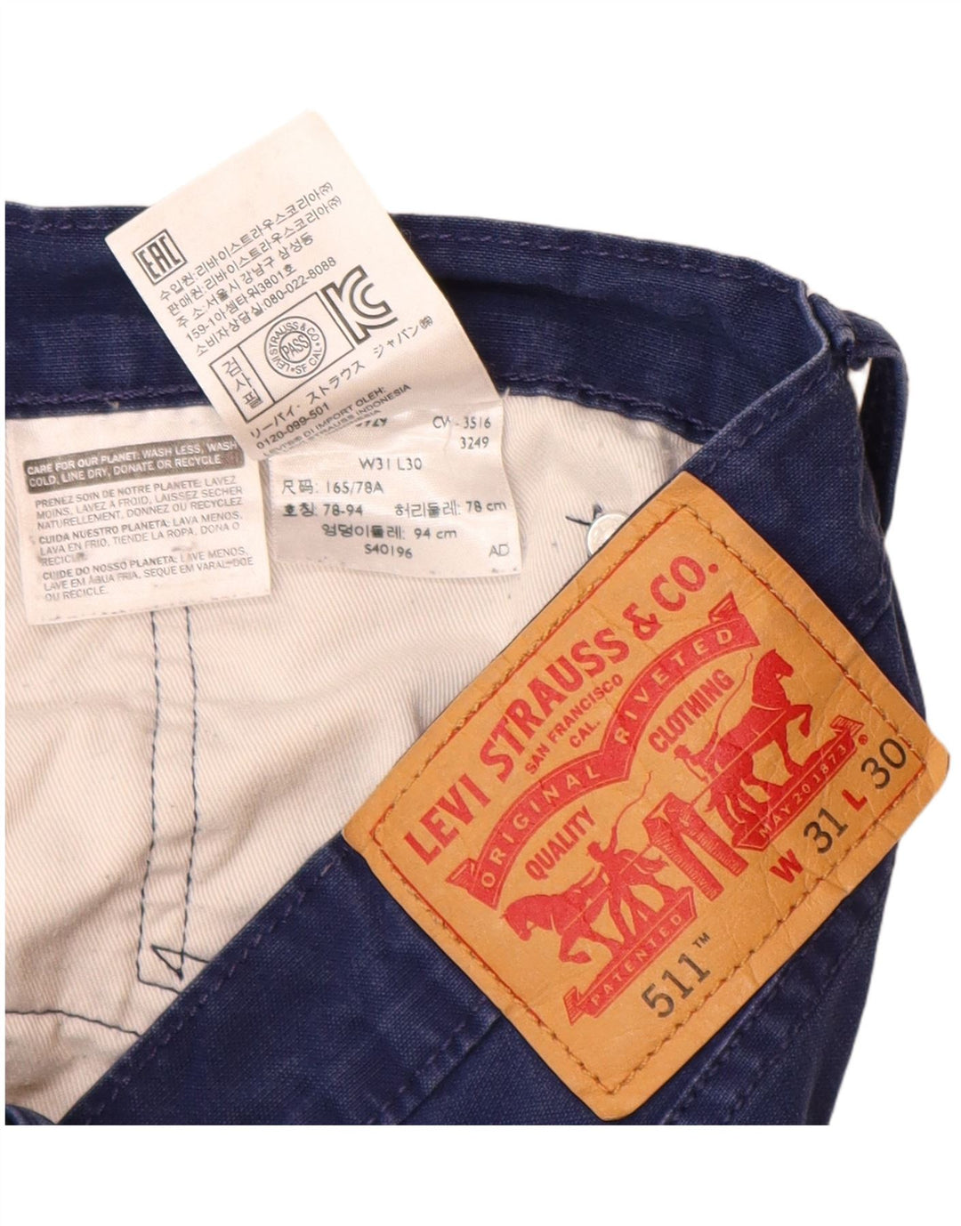 LEVI'S Herren 511 Slim Freizeithose W31 L30 Marineblaue Baumwolle