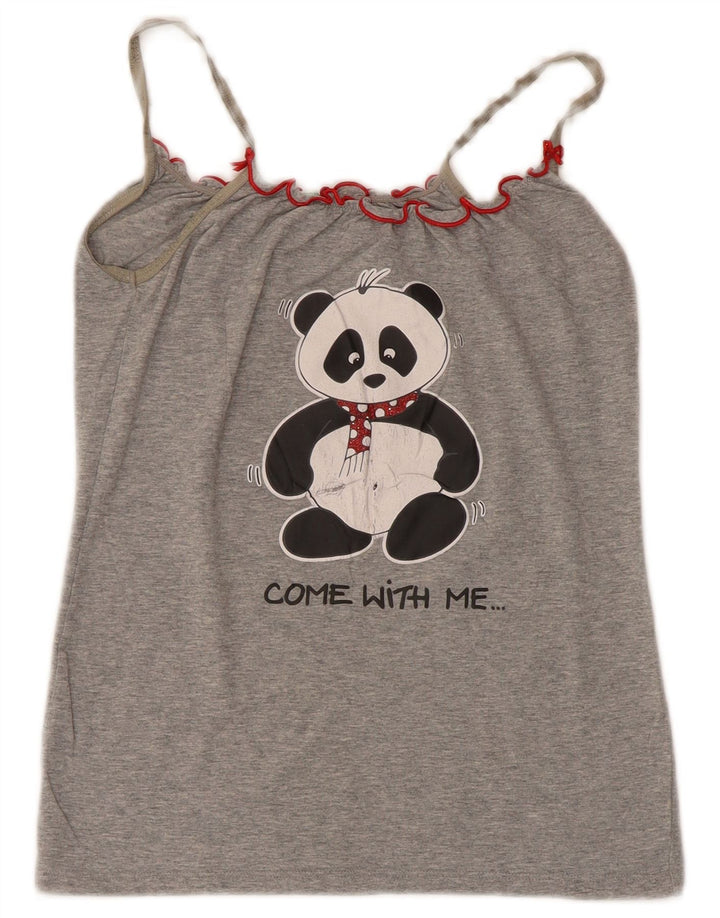Benetton Womens Graphic Cami Top UK 4 XS Grau