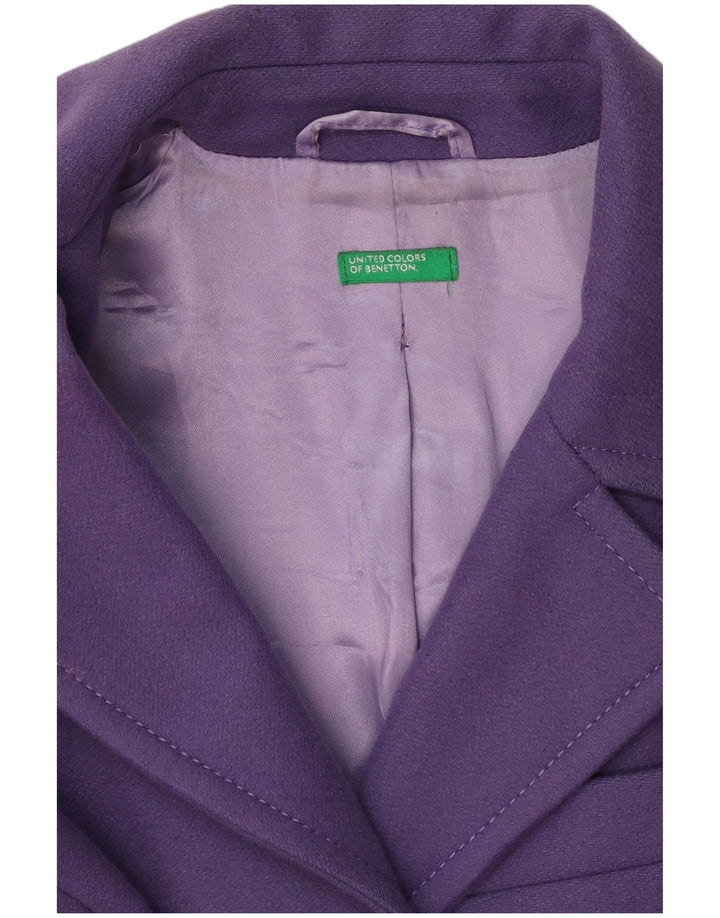 Benetton Damen 3-Knopf-Longline-Blazerjacke UK 12 Mittelviolett