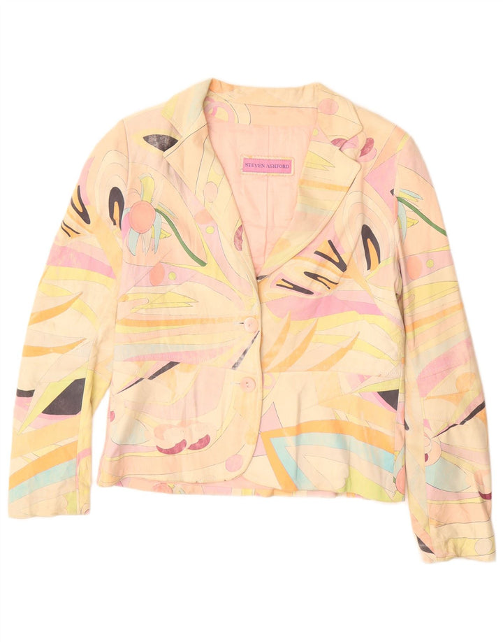 Vintage Damen Blazerjacke mit abstraktem Muster IT 46 Groß Mehrfarbig
