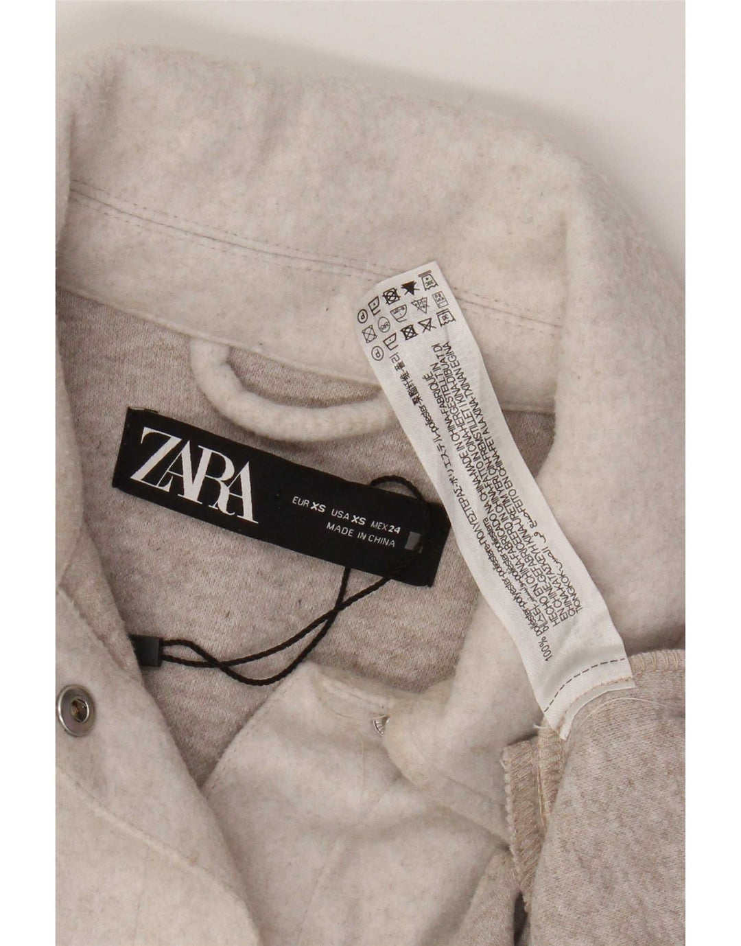 Zara Damen Shacket Jacke UK 6 XS Beige Polyester