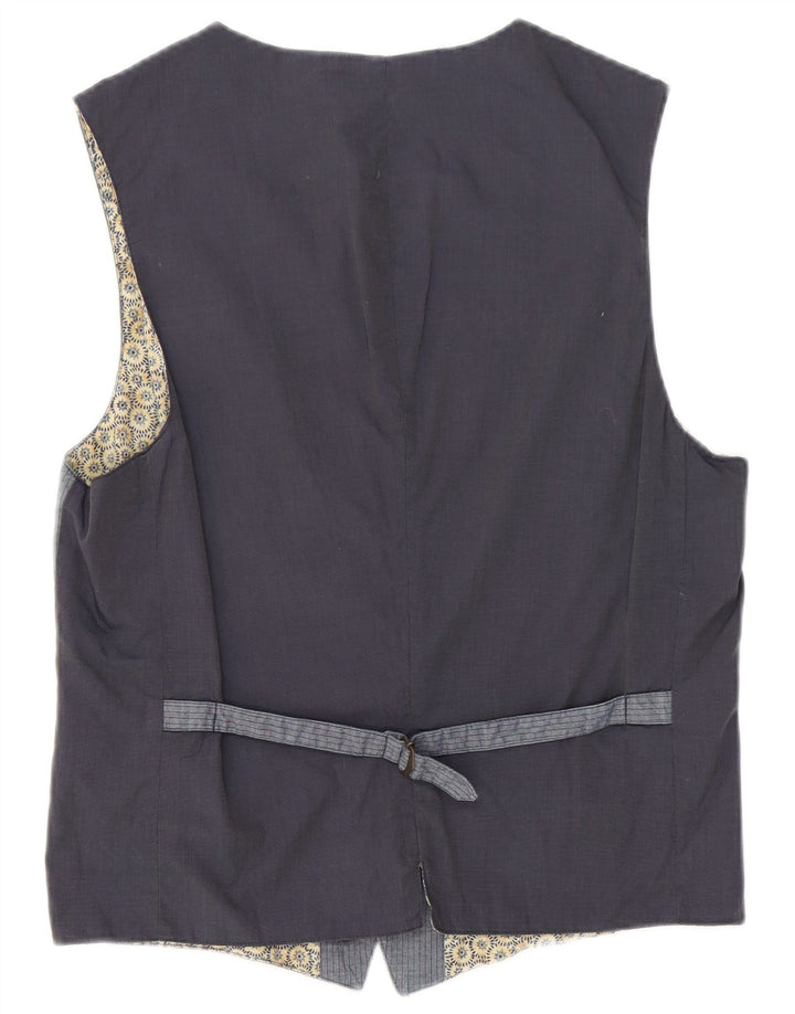 Sisley Herren Weste IT 50 mittelblaue Nadelstreifen-Baumwolle