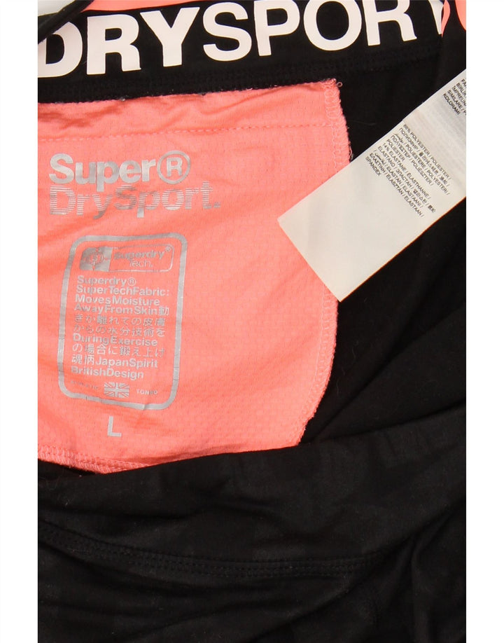 SUPERDRY Damen Grafik-Sportshorts UK 14 Large Schwarz Polyester