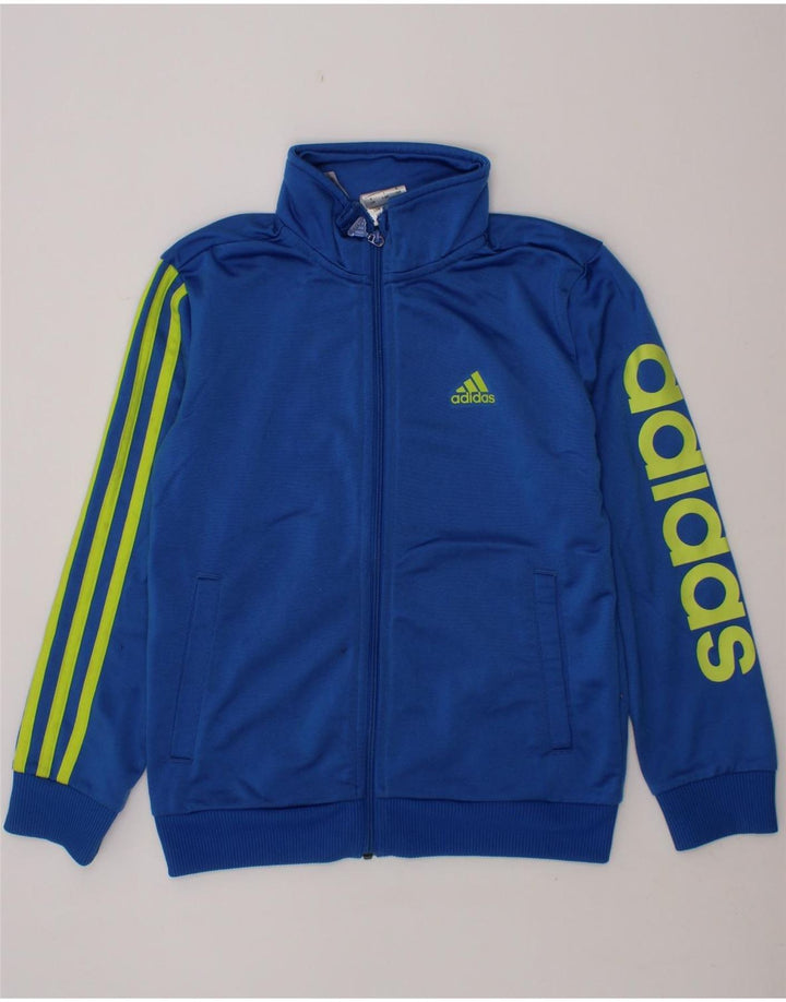 ADIDAS Boys Graphic Tracksuit Top Jacket 7-8 Years Blue Polyester Vintage Adidas and Second-Hand Adidas from Messina Hembry 